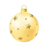 bola de árbol de navidad amarilla con estrella dorada vector