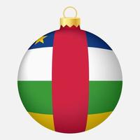 bola de árbol de navidad con bandera de la república centroafricana. icono para vacaciones de navidad vector