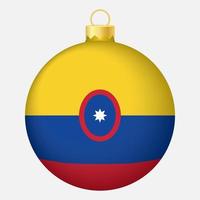 bola de árbol de navidad con bandera de colombia. icono para vacaciones de navidad vector