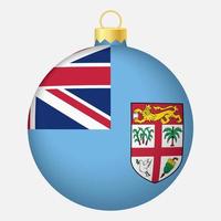 Christmas tree ball with Fiji flag. Icon for Christmas holiday vector