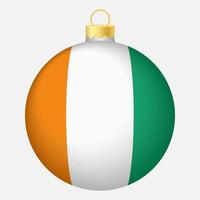 Christmas tree ball with Ivory Coast flag. Icon for Christmas holiday vector