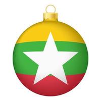 bola de árbol de navidad con bandera de myanmar. icono para vacaciones de navidad vector