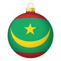 Christmas tree ball with Mauritania flag. Icon for Christmas holiday vector