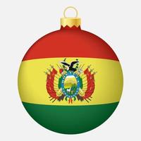 Christmas tree ball with Bolivia flag. Icon for Christmas holiday vector