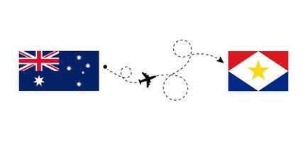 vuelo y viaje desde australia a saba por concepto de viaje en avión de pasajeros vector