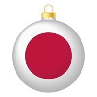 bola de árbol de navidad con bandera de japón. icono para vacaciones de navidad vector