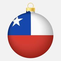 bola de árbol de navidad con bandera de chile. icono para vacaciones de navidad vector