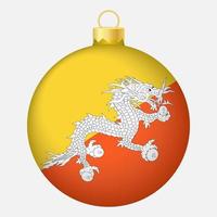 Christmas tree ball with Bhutan flag. Icon for Christmas holiday vector