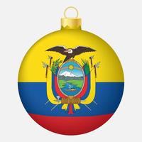 bola de árbol de navidad con bandera de ecuador. icono para vacaciones de navidad vector