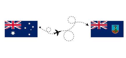 Flight and travel from Australia to Montserrat by passenger airplane Travel concept vector