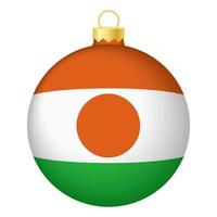 bola de árbol de navidad con bandera de níger. icono para vacaciones de navidad vector