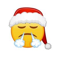 Christmas face with an expression of displeasure Large size of yellow emoji smile vector