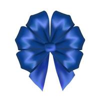 Volumetric decorative blue bow Christmas and happy new year symbol vector