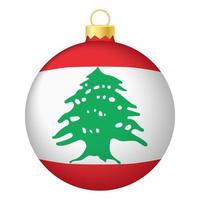 Christmas tree ball with Lebanon flag. Icon for Christmas holiday vector