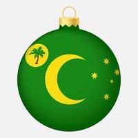 bola de árbol de navidad con bandera de las islas cocos. icono para vacaciones de navidad vector