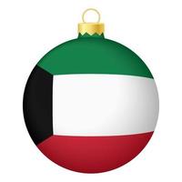 Christmas tree ball with Kuwait flag. Icon for Christmas holiday vector