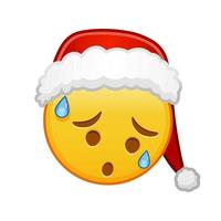 cara de navidad con una expresión de decepción y alivio de gran tamaño de emoji amarillo sonrisa vector