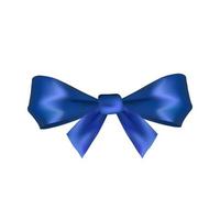 Volumetric decorative blue bow Christmas and happy new year symbol vector