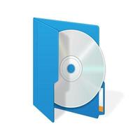 Carpeta de archivo de computadora con icono de disco compacto aislado sobre fondo blanco. vector