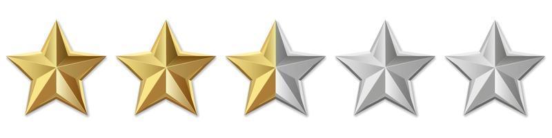 Five golden stars product rating review for apps and websites vector