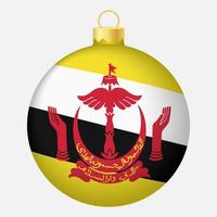 bola de árbol de navidad con bandera de brunei. icono para vacaciones de navidad vector