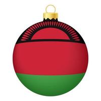 bola de árbol de navidad con bandera de malawi. icono para vacaciones de navidad vector