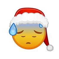 Christmas face with open mouth in cold sweat Large size of yellow emoji smile vector