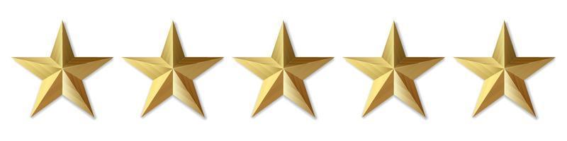 Five golden stars product rating review for apps and websites vector