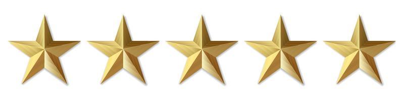 Five golden stars product rating review for apps and websites