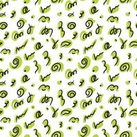 Abstract Hand Drawing Green Pattern Isolated on white Background vector