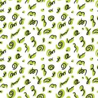 Abstract Hand Drawing Green Pattern Isolated on white Background vector