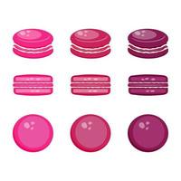 Set of pink red vector French macarons. Cafe, menu, restaurant. Vector EPS10