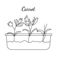 Hand drawn carrot micro greens. Vector illustration in sketch style isolated on white background. Vector EPS10