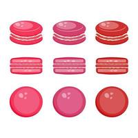 conjunto de macarons franceses de vector rojo rosa. cafetería, menú, restaurante