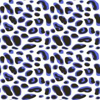 Vector seamless blue leopard pattern, black and blue spots on a white background classic design. Vector illustration