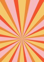 Groovy retro burst sun rays background. Vintage colorful abstract geometric pattern. Vector summer hippie carnival illustration for poster, flyer, greeting card, banner.