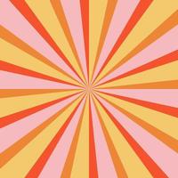 Groovy retro burst sun rays background. Vintage colorful abstract geometric pattern. Vector summer hippie carnival illustration for poster, flyer, greeting card, banner.