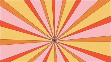 Groovy retro burst sun rays background. Vintage colorful abstract geometric pattern. Vector summer hippie carnival illustration for poster, flyer, greeting card, banner.