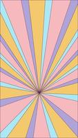 Groovy retro burst sun rays background. Vintage colorful abstract geometric pattern. Vector summer hippie carnival illustration for poster, flyer, greeting card, banner.