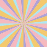 Groovy retro burst sun rays background. Vintage colorful abstract geometric pattern. Vector summer hippie carnival illustration for poster, flyer, greeting card, banner.