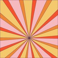 Groovy retro burst sun rays background. Vintage colorful abstract geometric pattern. Vector summer hippie carnival illustration for poster, flyer, greeting card, banner.