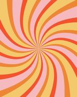 Groovy retro burst sun rays background. Vintage colorful abstract geometric pattern. Vector summer hippie carnival illustration for poster, flyer, greeting card, banner.