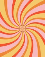 Groovy retro burst sun rays background. Vintage colorful abstract geometric pattern. Vector summer hippie carnival illustration for poster, flyer, greeting card, banner.