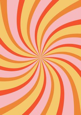Groovy retro burst sun rays background. Vintage colorful abstract geometric pattern. Vector summer hippie carnival illustration for poster, flyer, greeting card, banner.