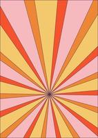 Groovy retro burst sun rays background. Vintage colorful abstract geometric pattern. Vector summer hippie carnival illustration for poster, flyer, greeting card, banner.