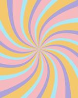 Groovy retro burst sun rays background. Vintage colorful abstract geometric pattern. Vector summer hippie carnival illustration for poster, flyer, greeting card, banner.