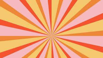 Groovy retro burst sun rays background. Vintage colorful abstract geometric pattern. Vector summer hippie carnival illustration for poster, flyer, greeting card, banner.