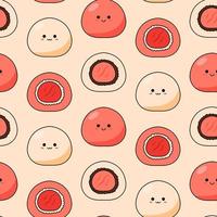 Seamless pattern with kawaii mochi on light background. vector