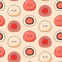 Seamless pattern with kawaii mochi on light background. vector