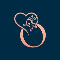 HEART ROSE GOLD BEAUTY LETTER O vector